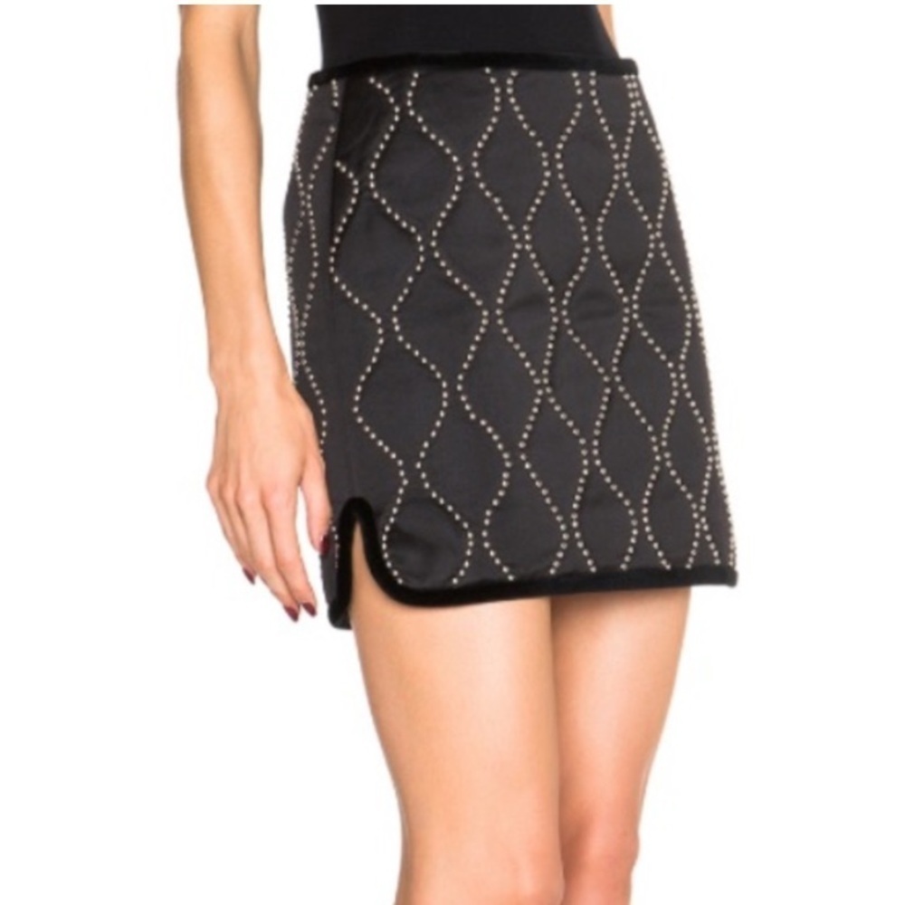 Alexander Wang Stud Mini Black Velvet Thick Skirt